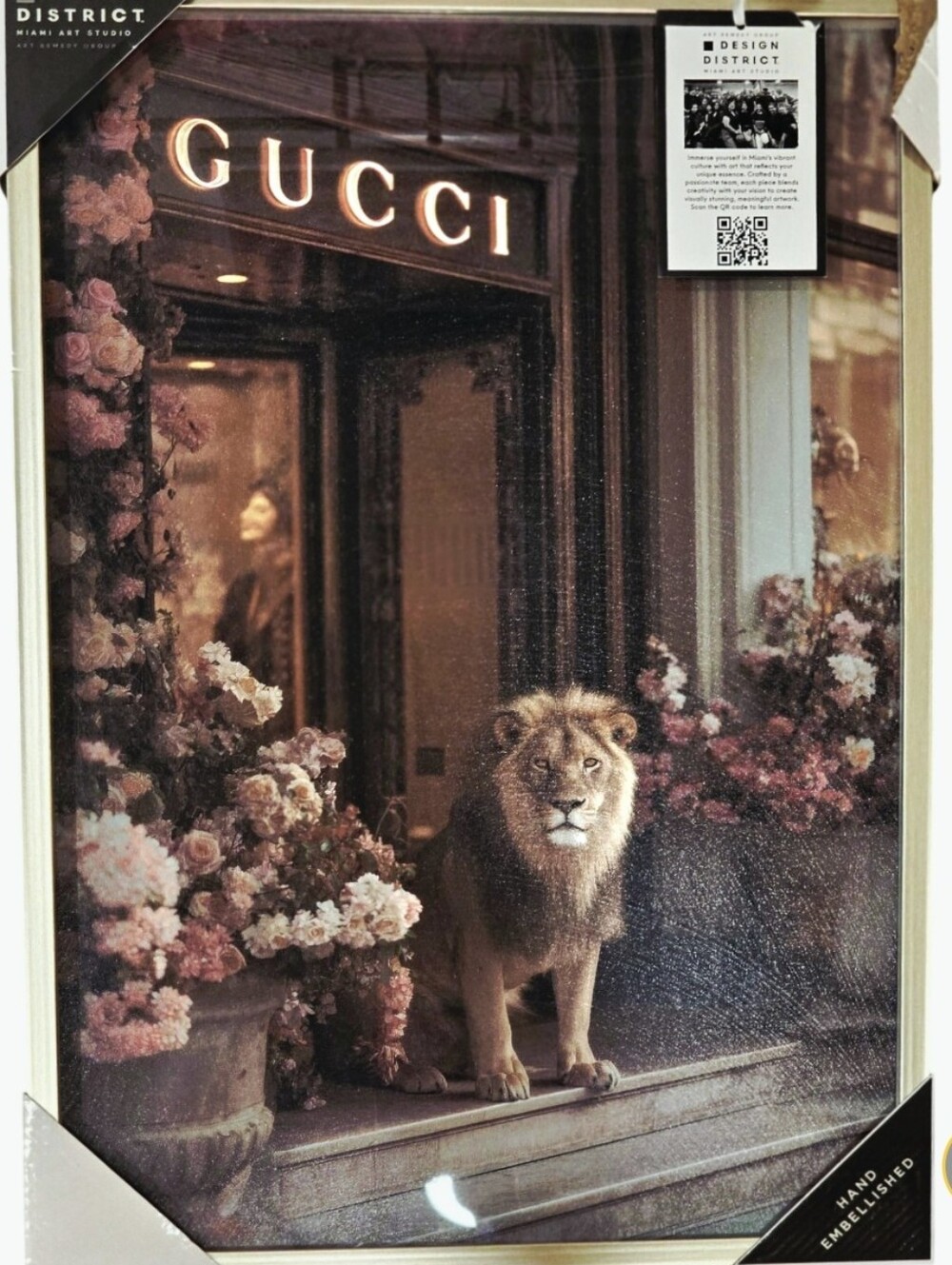 Design District GUCCI Floral Storefront Lion Framed Wall Decor